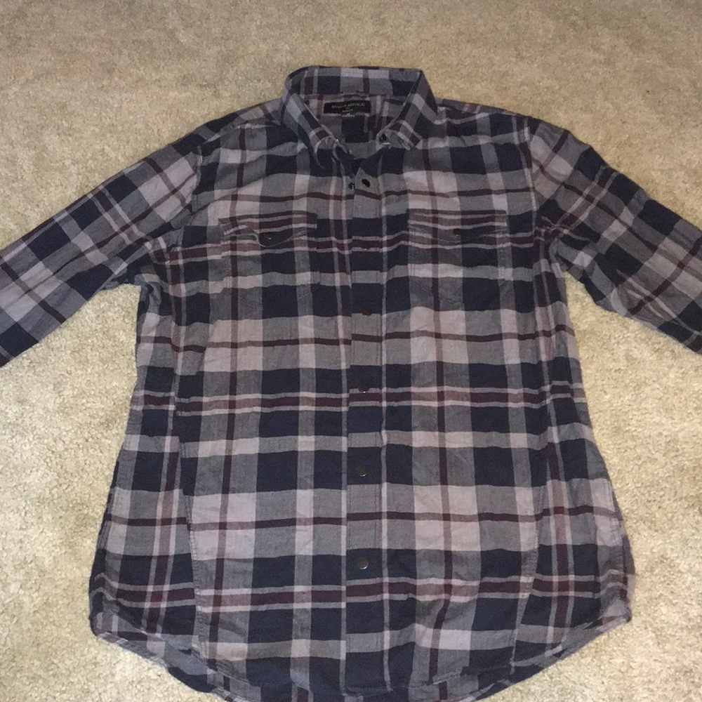 Men’s Banana Republic Navy Blue Plaid Button Down